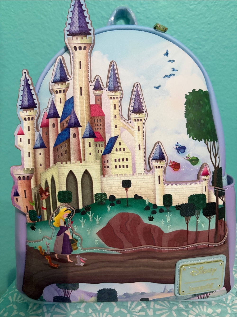 Loungefly Disney Sleeping Beauty Aurora Princess Castle Backpack NWT Fairies